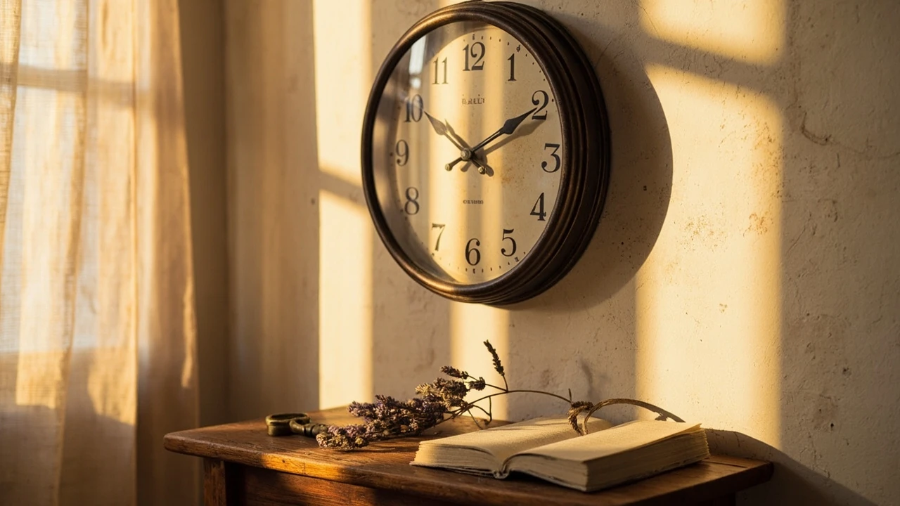 Analoge Uhr zeigt 07:07 Uhr als Symbol der Spiegelstunde